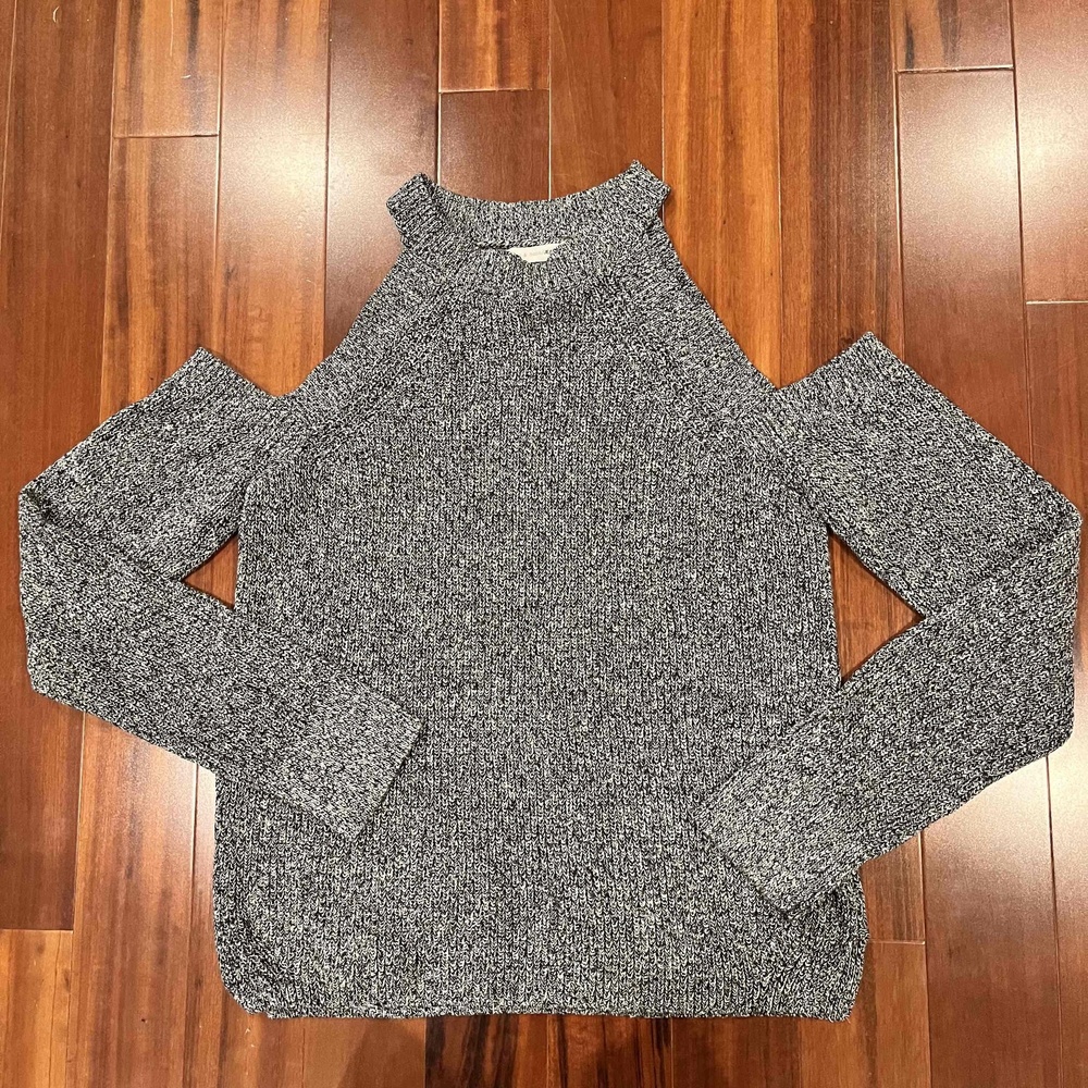 Rag & Bone Gray Sweater Knit Top Long Sleeve Cold Shoulder Marled Size Large
